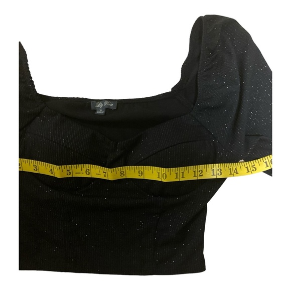 Lily Rose Black Sparkle Long Sleeve Bustier Crop Top Size Small - Picture 7 of 9